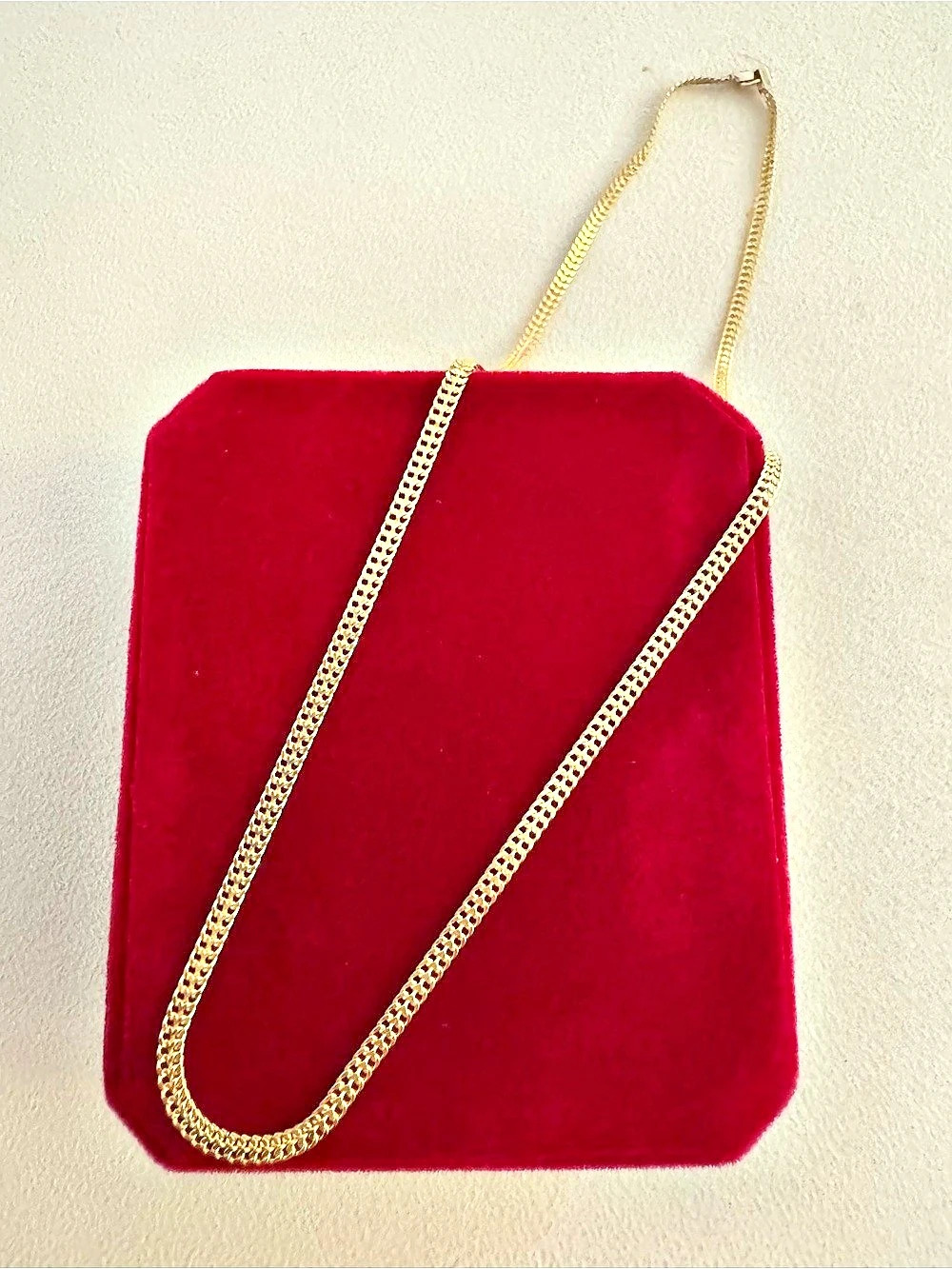 18k Real Gold Flat Chain Necklace 16 inches